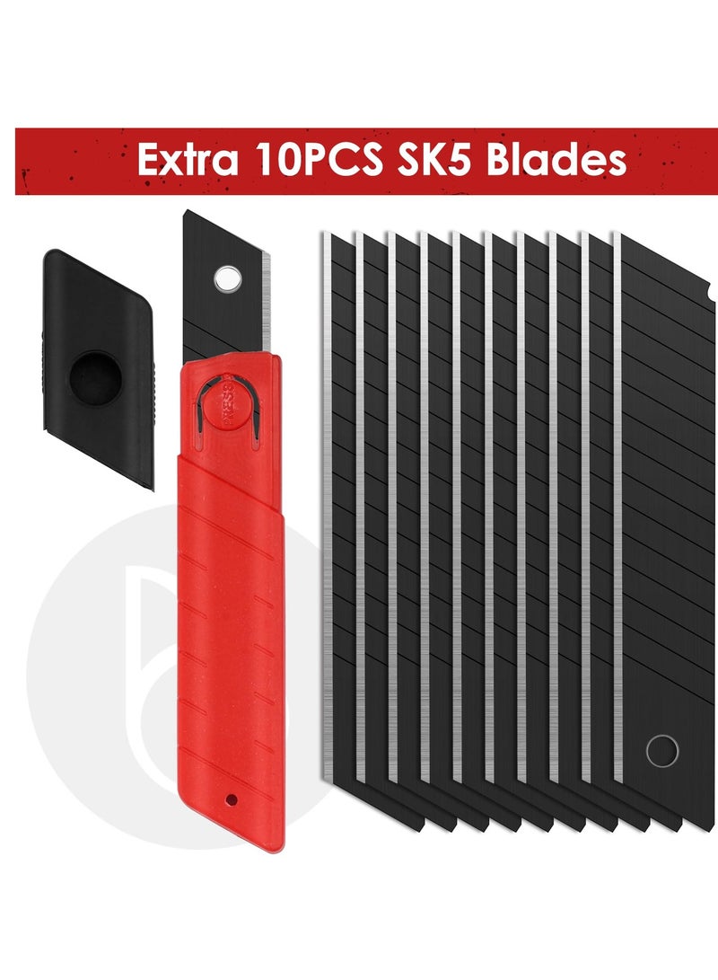 Excefore Utility, Heavy Duty Stainless Steel Retractable Box Cutter, with 1PC Replaceable,  Multi-Functional Razor for Cartons and Cardboard, Ideal for Office and Home Use, Black (2 Pack) - Image 4