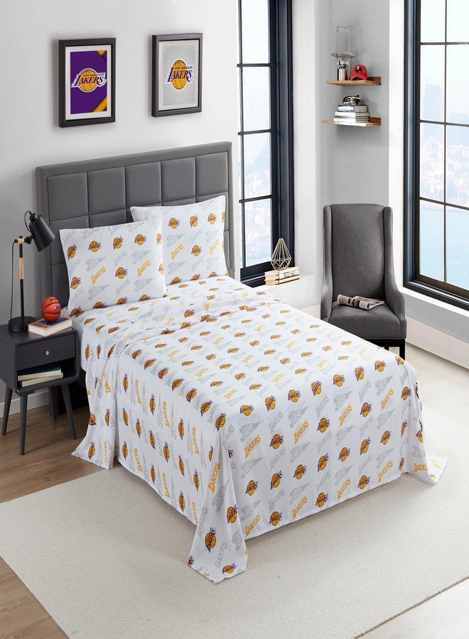 NORTHWEST Officially Licensed Los Angeles Lakers NBA Full Size Sheet Set – Soft Team Logo Bedding for Dorms, Bedrooms, Fan Caves & Game Day Style - Image 1