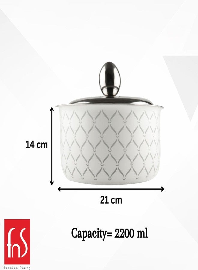 FnS Lecce Stainless Steel Double Wall Insulated Designer Casserole with Lid Elegant Hot Pot Food Warmer, Self Locking Press Lid, Hot Food Upto 8 Hour(2200ml) - Image 3