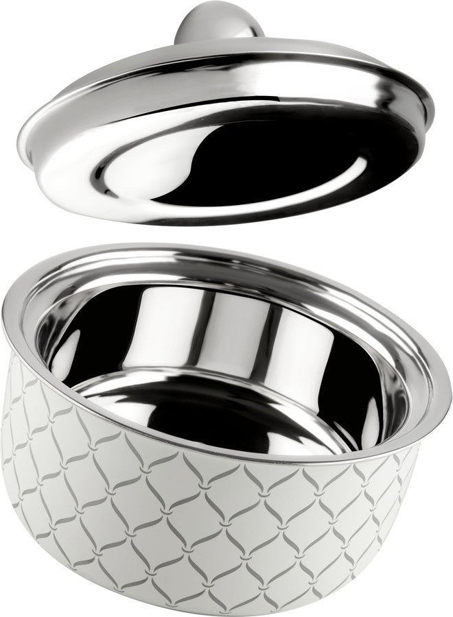 FnS Lecce Stainless Steel Double Wall Insulated Designer Casserole with Lid Elegant Hot Pot Food Warmer, Self Locking Press Lid, Hot Food Upto 8 Hour(2200ml) - Image 4