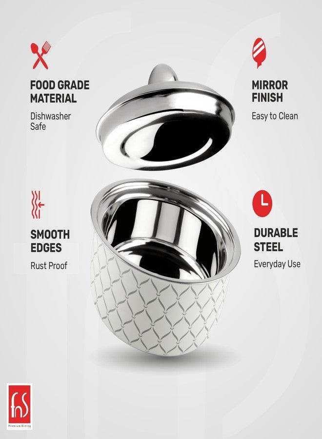 FnS Lecce Stainless Steel Double Wall Insulated Designer Casserole with Lid Elegant Hot Pot Food Warmer, Self Locking Press Lid, Hot Food Upto 8 Hour(2200ml) - Image 5