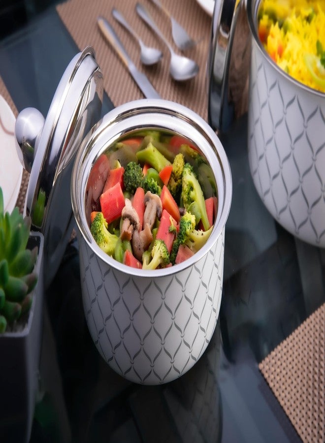 FnS Lecce Stainless Steel Double Wall Insulated Designer Casserole with Lid Elegant Hot Pot Food Warmer, Self Locking Press Lid, Hot Food Upto 8 Hour(2200ml) - Image 1