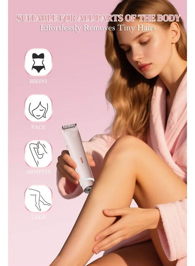 CLIPCLEAN Bikini Trimmer for Women, 2-in-1 Women's Electric Razors with Dual Heads for Travel, IPX4 Waterproof Pubic Hair Remover for Underarm, Legs & Bikini Area, Painless Razor, Pink - Image 4