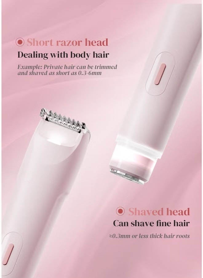 CLIPCLEAN Bikini Trimmer for Women, 2-in-1 Women's Electric Razors with Dual Heads for Travel, IPX4 Waterproof Pubic Hair Remover for Underarm, Legs & Bikini Area, Painless Razor, Pink - Image 5