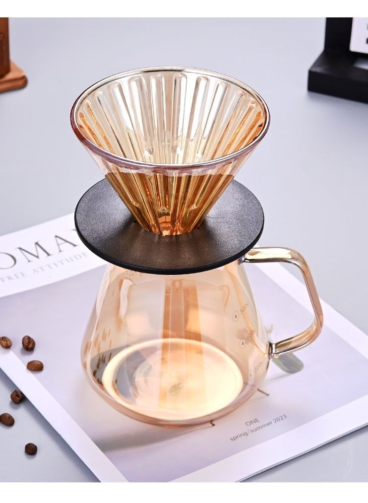 Pour Over Coffee Maker,V60 Drip Coffee Pot , Glass Coffee Dripper, Borosilicate Glass Carafe Filter for Home Coffee Restaurant Camping - Image 1