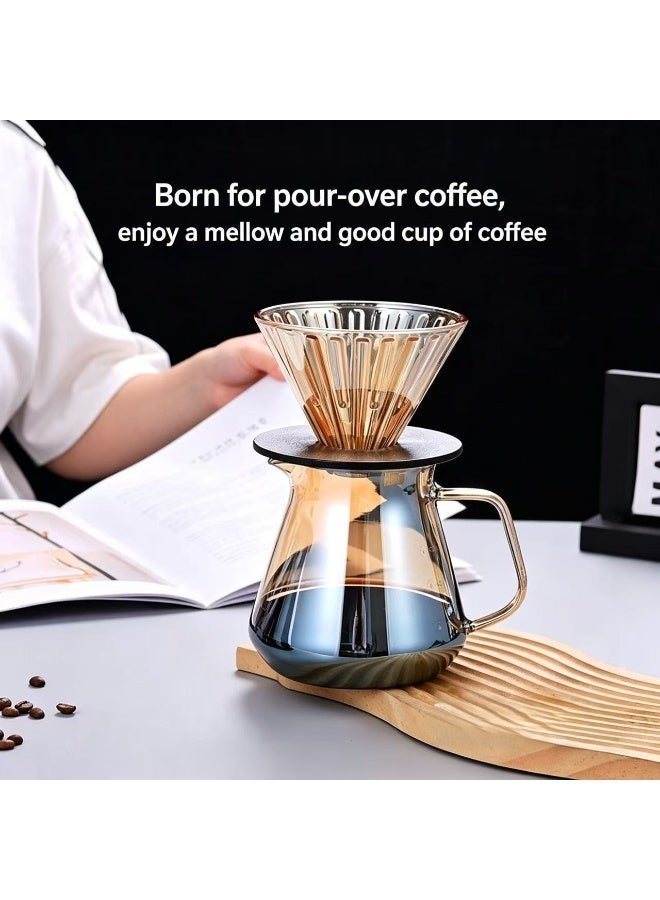 Pour Over Coffee Maker,V60 Drip Coffee Pot , Glass Coffee Dripper, Borosilicate Glass Carafe Filter for Home Coffee Restaurant Camping - Image 2