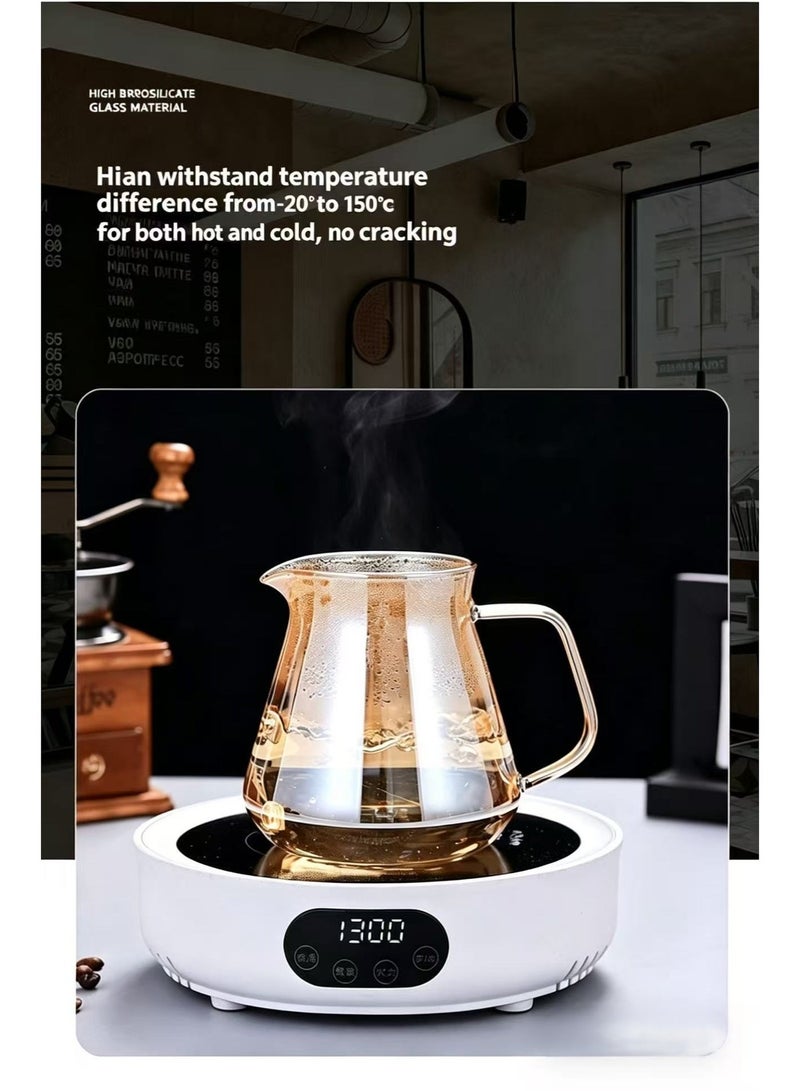 Pour Over Coffee Maker,V60 Drip Coffee Pot , Glass Coffee Dripper, Borosilicate Glass Carafe Filter for Home Coffee Restaurant Camping - Image 3