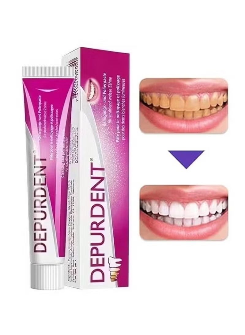DEPURDENT Clean and Polish  Toothpaste 50 ml,Clean  Polish Paste for Teeth Cleaning,Removes Dental Plaque and Tea Stains,Solve Teeth Discoloration Question,Tooth Whitening Toothpaste - Image 4