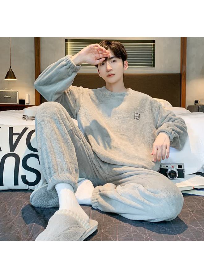Your Sun Yiershuang Men's Winter Fleece Thickened Coral Fleece Round Neck Pajamas 33002, Size 3XL - Image 1