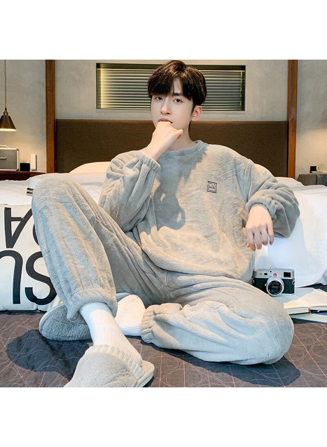 Your Sun Yiershuang Men's Winter Fleece Thickened Coral Fleece Round Neck Pajamas 33002, Size 3XL - Image 2