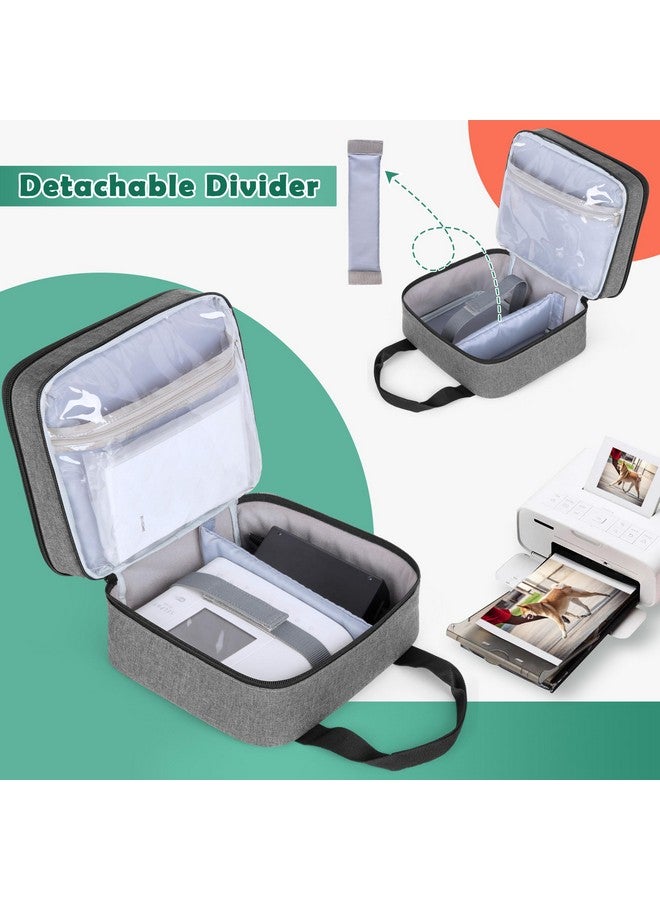لوكسجا حقيبة طابعة الصور LUXJA متوافقة مع Canon SELPHY CP1500 / CP1300 / CP1200، حقيبة طابعة الصور مع جيوب الملحقات، رمادي - Image 2