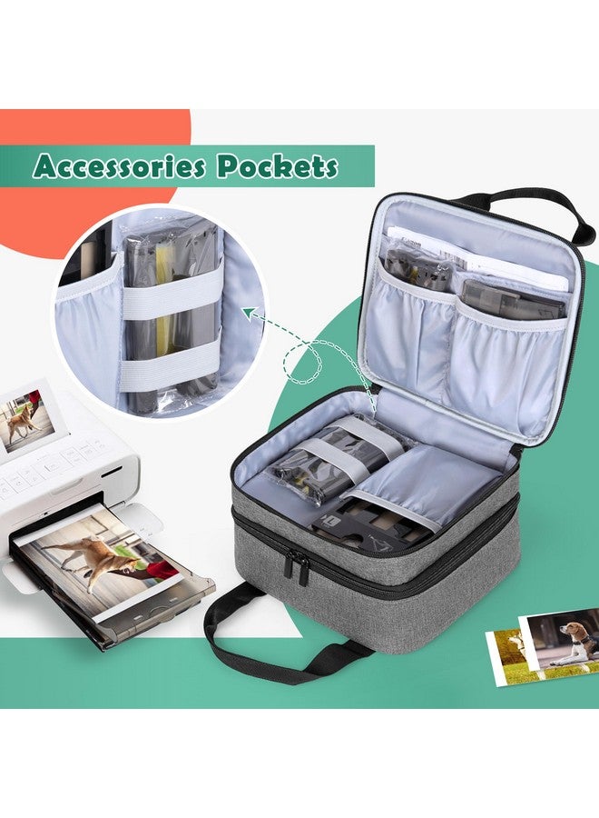لوكسجا حقيبة طابعة الصور LUXJA متوافقة مع Canon SELPHY CP1500 / CP1300 / CP1200، حقيبة طابعة الصور مع جيوب الملحقات، رمادي - Image 3