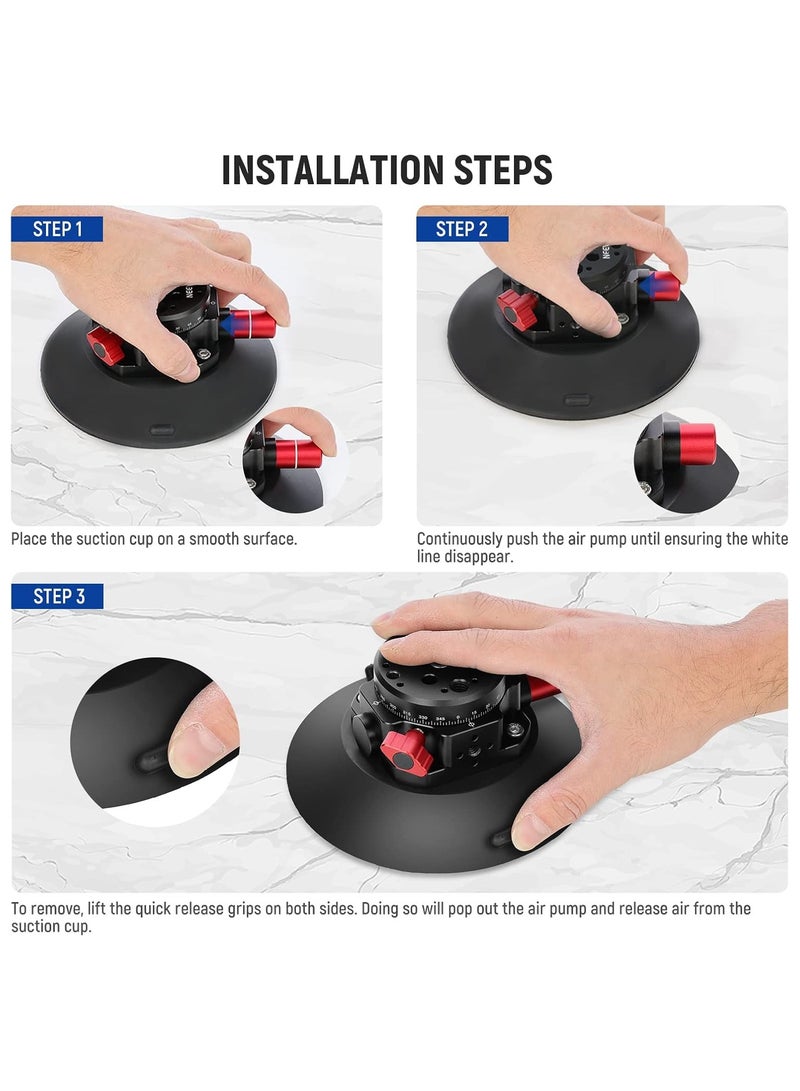 Neewer suction cup camera mount, car camera mount, 6"/15.2cm Camera Suction Cup Mount with Ball Head Magic Arm, Metal Suction Cup Mount on Car Windshield Dash for Camera/Action Camera/Phone Holder, with 1/4" & 3/8" Mounting Holes for ARRI - Image 5