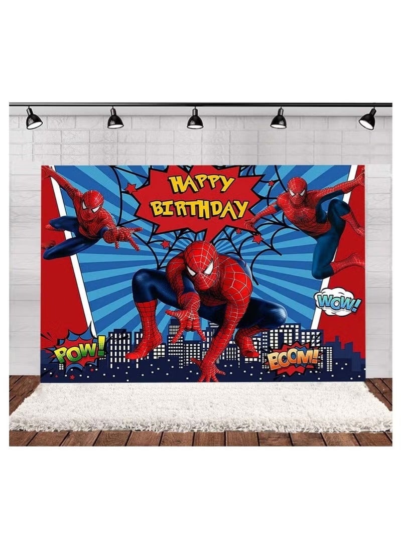 مجموعة من 36 قطعة من بالونات حفلات أعياد الميلاد بطابع سبايدرمان، تتضمن قماش خلفية سبايدرمان (مقاس 150 سم × 100 سم). - Image 4