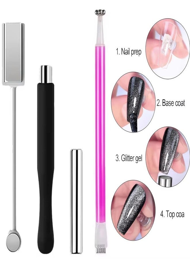 YIMART 4PCS/Set Multi Functional Nail Art Magnet Stone Pattern Absorbing Nail Gel Crystal Magnetic Bar Major Nail Enhancement Tool Set - Image 2