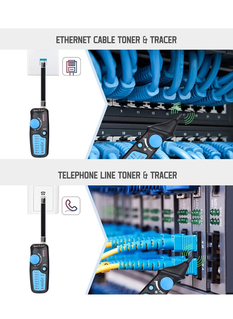 مي وان - جهاز اختبار كابل الشبكة متعدد الوظائف لكابل RJ11 RJ45 Lan مع مسبار إيثرنت أسود - Image 1