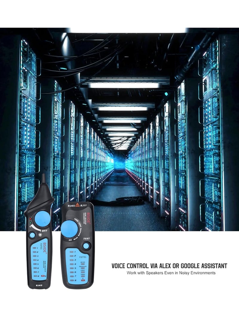 مي وان - جهاز اختبار كابل الشبكة متعدد الوظائف لكابل RJ11 RJ45 Lan مع مسبار إيثرنت أسود - Image 1