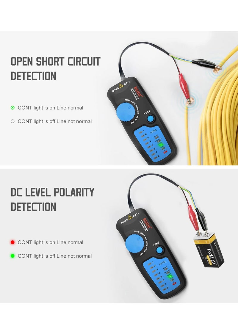 مي وان - جهاز اختبار كابل الشبكة متعدد الوظائف لكابل RJ11 RJ45 Lan مع مسبار إيثرنت أسود - Image 1