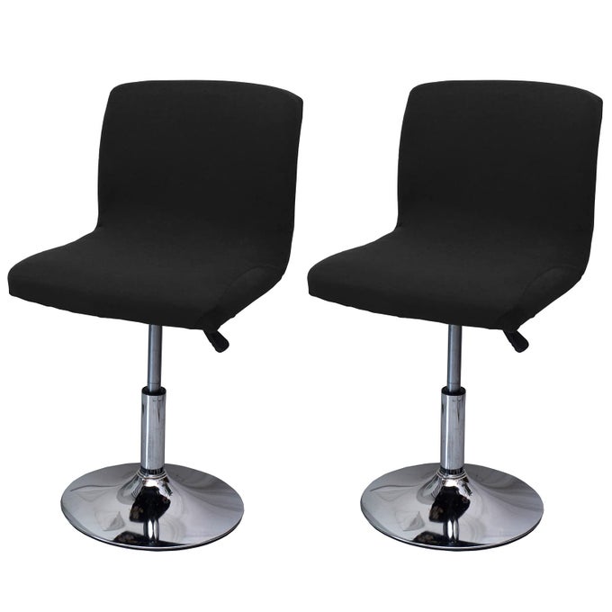 BAR STOOL COVER WITH BACK PRINTED DINING ROOM SQUARE SWIVEL BARSTOOL CHAIR SEAT CUSHION SLIPCOVER FOR COUNTER HEIGHT MID LOW BACK CHAIR PROTECTOR 2 BLACK