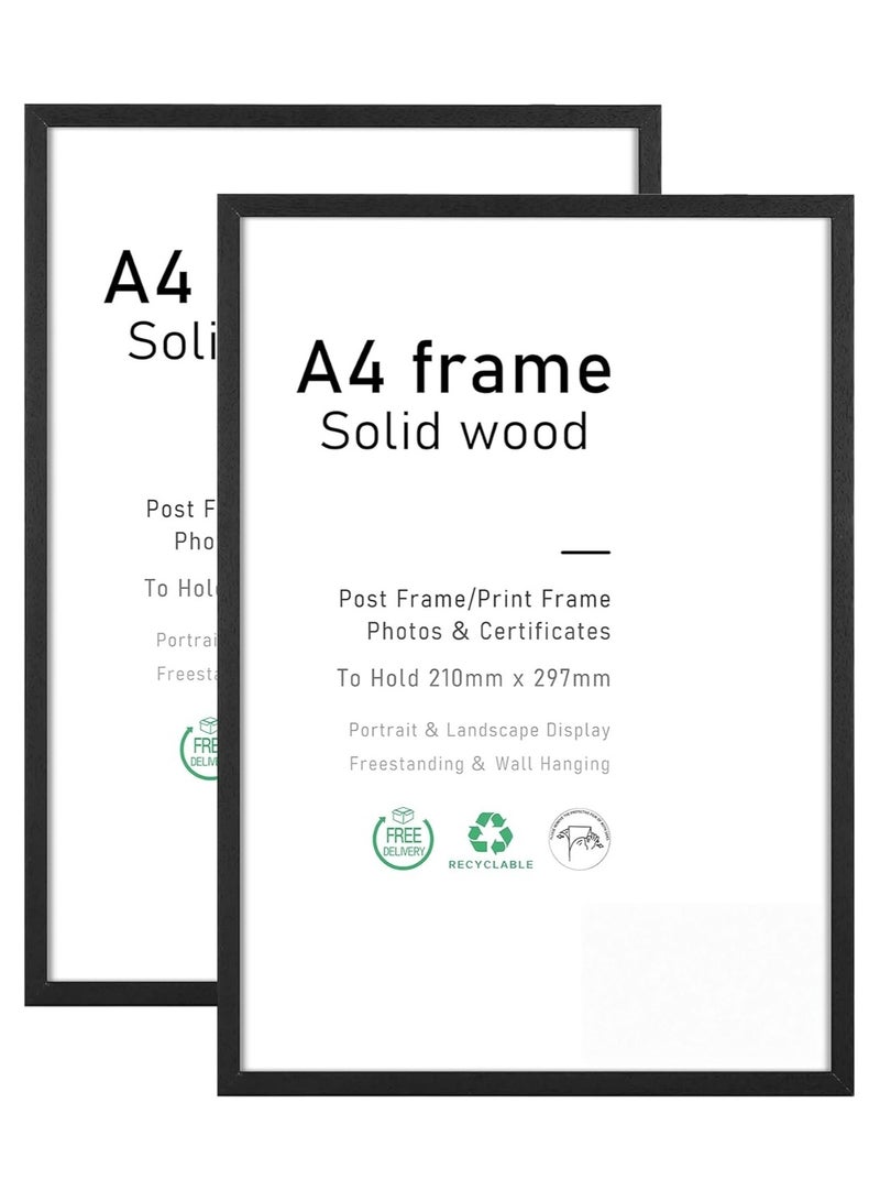 Soofam 2 Pack  A4 photo frame,  21x30cm black picture frame, certificate frame for wall mounting or table display - Image 1