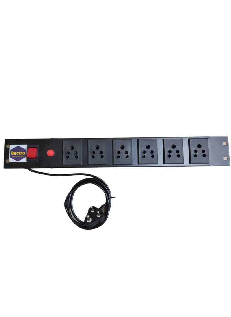Bectro Bectro Extension Board and Surge Protector 6 Socket Networking Server Rack Power Strip Multi Socket Extension Board for Office Home  - Image 1