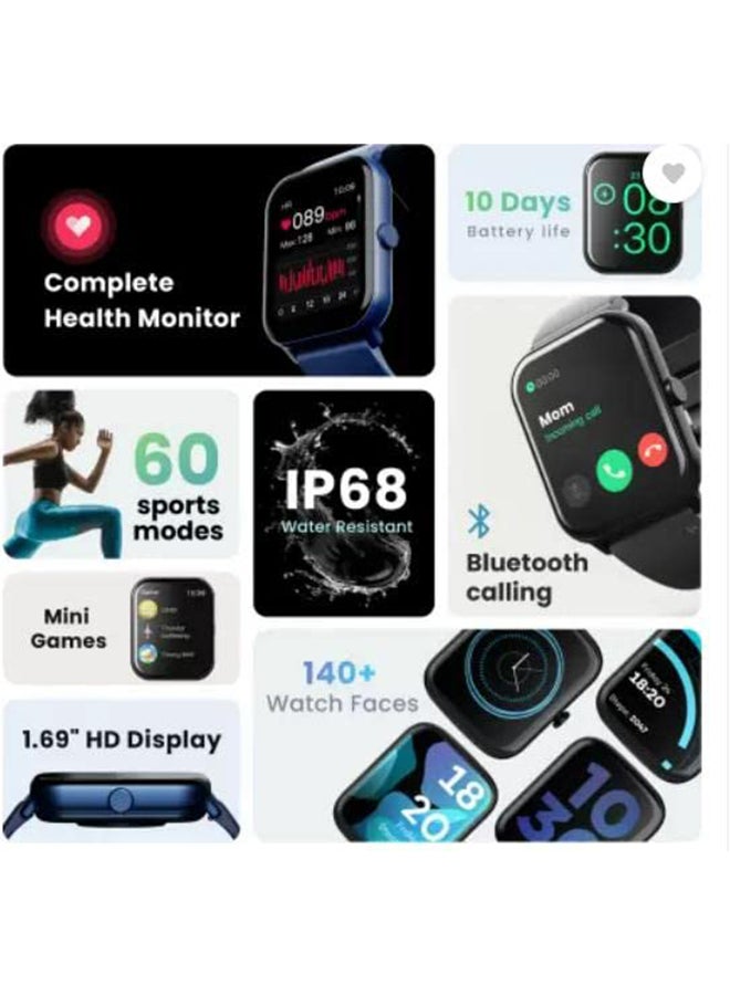 Boult Renewed - Drift Bluetooth Calling, 1.69inch HD Display Smartwatch (Blue Strap, Free Size) - Image 2