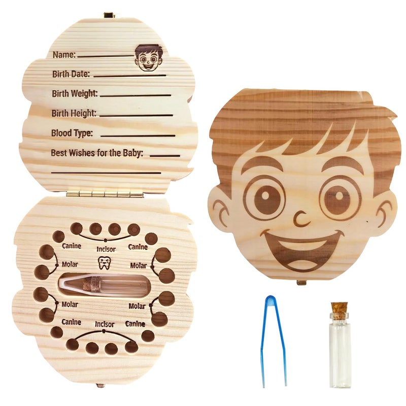 PAMBO Baby Tooth Fairy Keepsake Box- First Teeth and Curl Keepsake Box | Tooth Boxes Saver & Holders for Lost Teeth Kids-Boys - Image 1