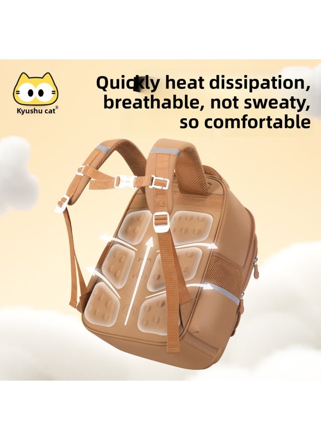 Generic - Kapibala Children's Schoolbag For Boys And Primary School Students Three To Six Large Capacity Boys To Reduce The Burden Of Ridge Protection Grade One Or Two-Color:Large Brown  Grades 3-6-Size:School Bag + Accessories + Handbag + Pencil Case - Image 1