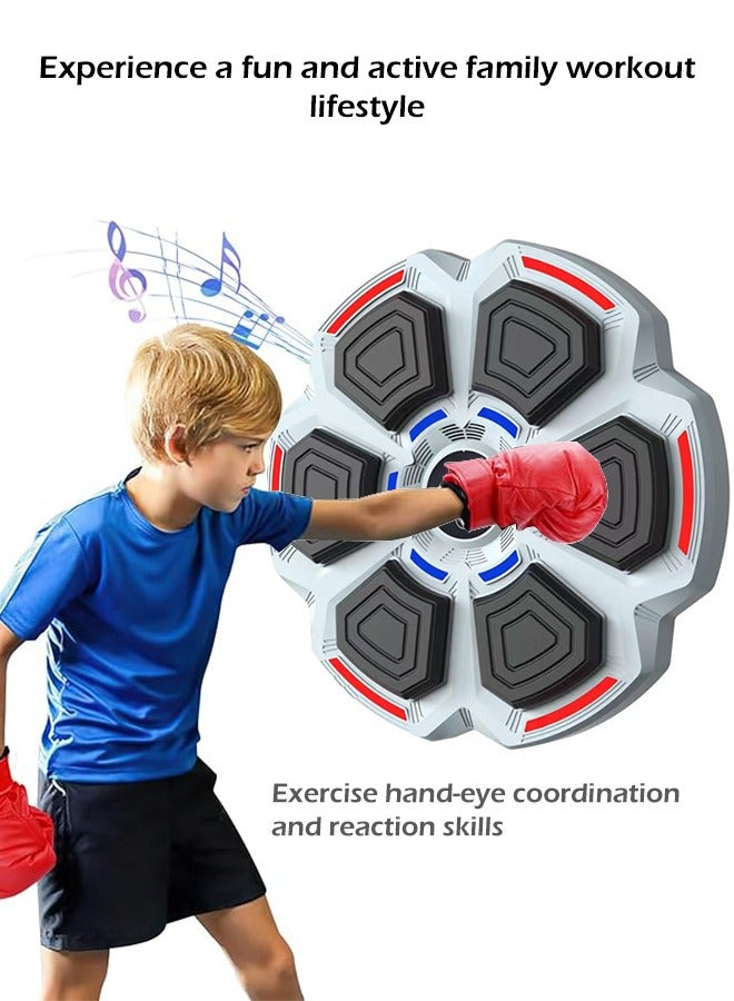 Music Boxing Machine with Boxing Gloves, LED Display Workout Boxing Target Machine 9 Speeds Smart Bluetooth Music Boxing Trainer Electronic Boxing Practice Target Home Gym for Adult Kids Stress Relief(Boxing Machine+Boxing Gloves)  - Image 2