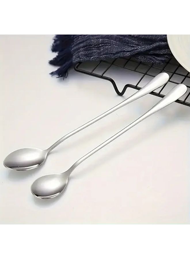 Stainless Steel Long Handle Spoons 5pcs Set for Iced Tea Coffee and Ice Cream - Image 4