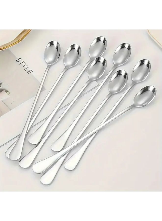 Stainless Steel Long Handle Spoons 5pcs Set for Iced Tea Coffee and Ice Cream - Image 1