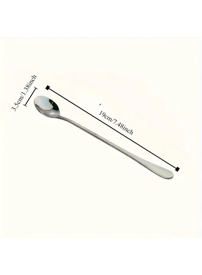 Stainless Steel Long Handle Spoons 5pcs Set for Iced Tea Coffee and Ice Cream - Image 2