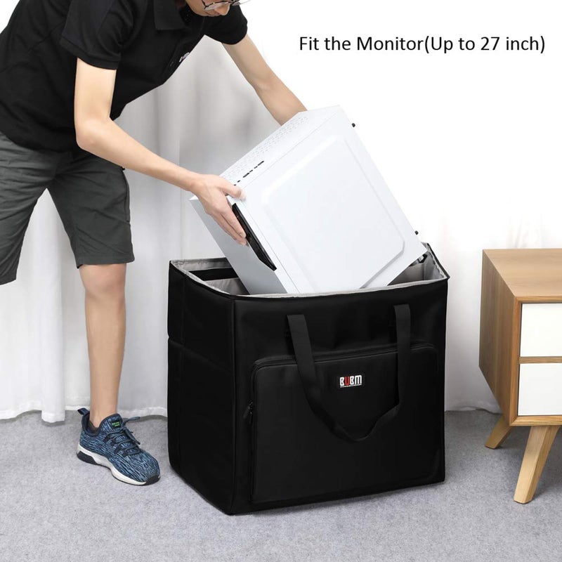 BUBM Desktop Computer Carrying Case, Padded Nylon Carry Tote Bag for Transporting Computer Tower PC Chassis,Monitor(Up to 27 inch),Keyboard,Cable and Mouse - Image 2