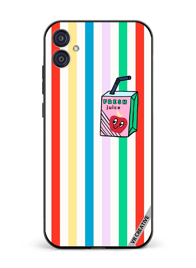 VR CREATIVE Protective Case Cover For Samsung Galaxy M04/F04 Summer Stripe Fresh Juice Apple Fruit Design Multicolour - Image 1