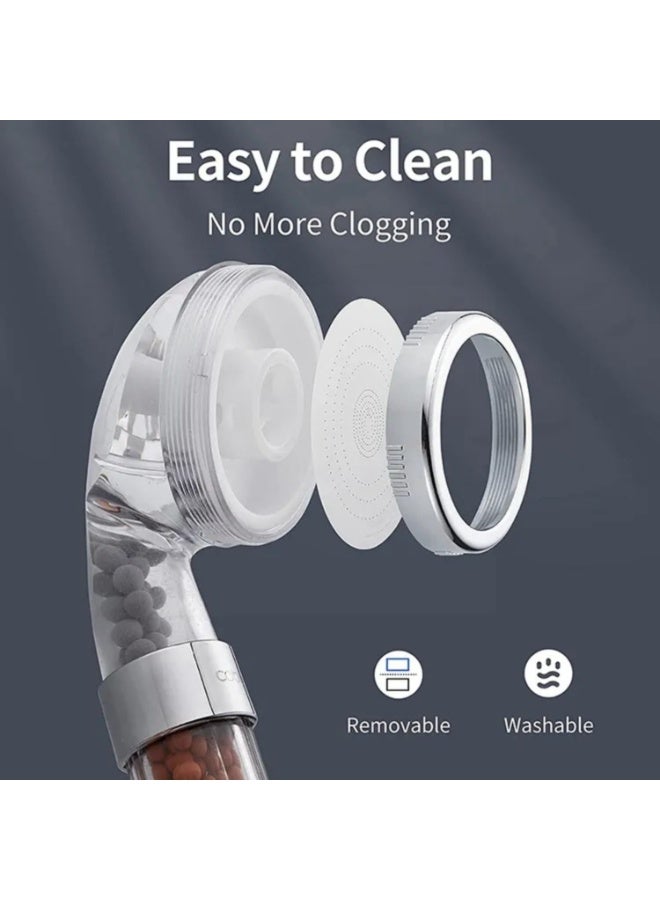 Shower Filter Head - High Pressure Handheld Shower Head | Water Filter Shower for Hair Loss | Healthy Skin & Hair, Bathroom Accessories, Lab-Tested Chlorine Removal (Transparent) - Image 3