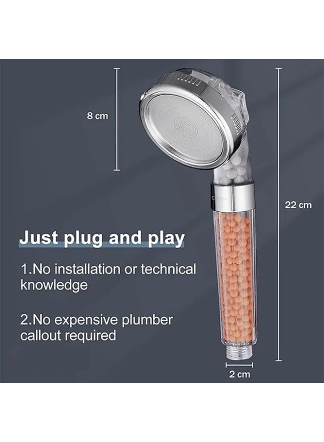 Shower Filter Head - High Pressure Handheld Shower Head | Water Filter Shower for Hair Loss | Healthy Skin & Hair, Bathroom Accessories, Lab-Tested Chlorine Removal (Transparent) - Image 2