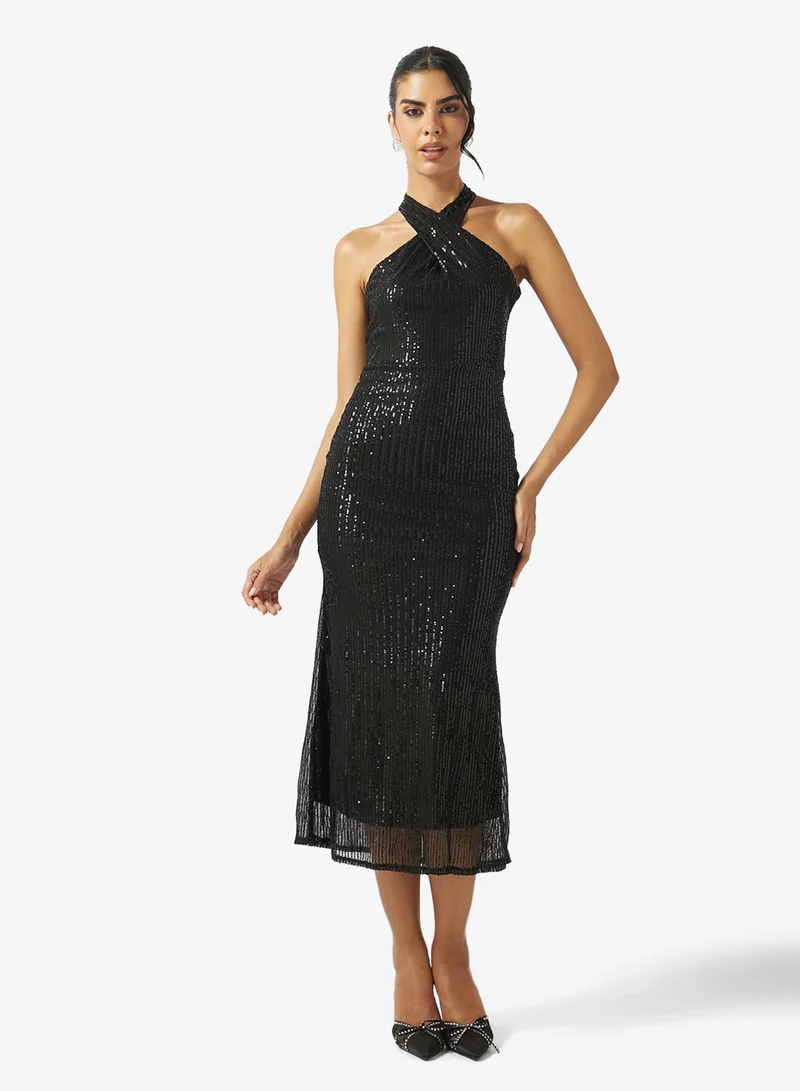 Halter Neck Shimmer Dress