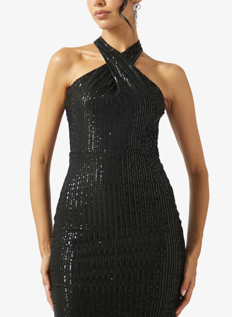 Ella Limited Edition  Halter Neck Shimmer Dress for Women | Best Price UAE