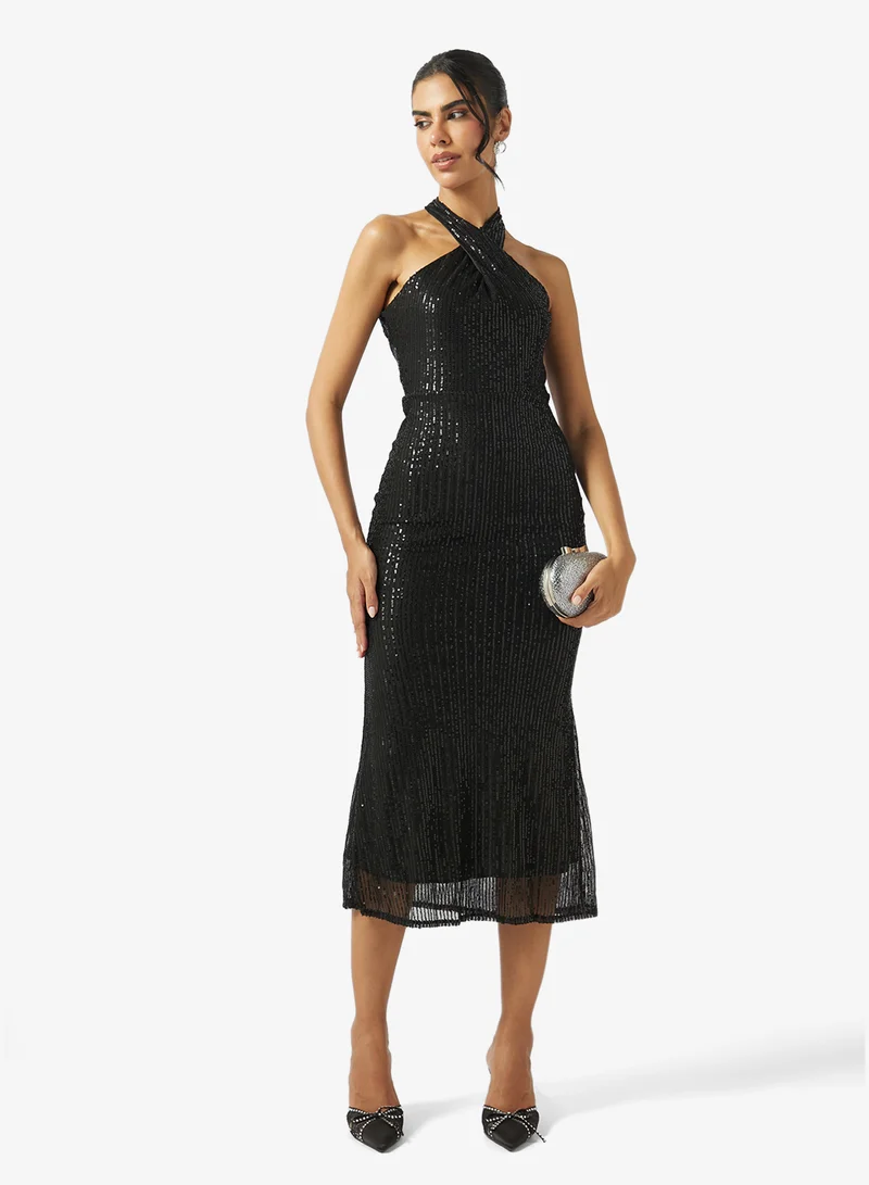 Ella Limited Edition  Halter Neck Shimmer Dress for Women | Best Price UAE
