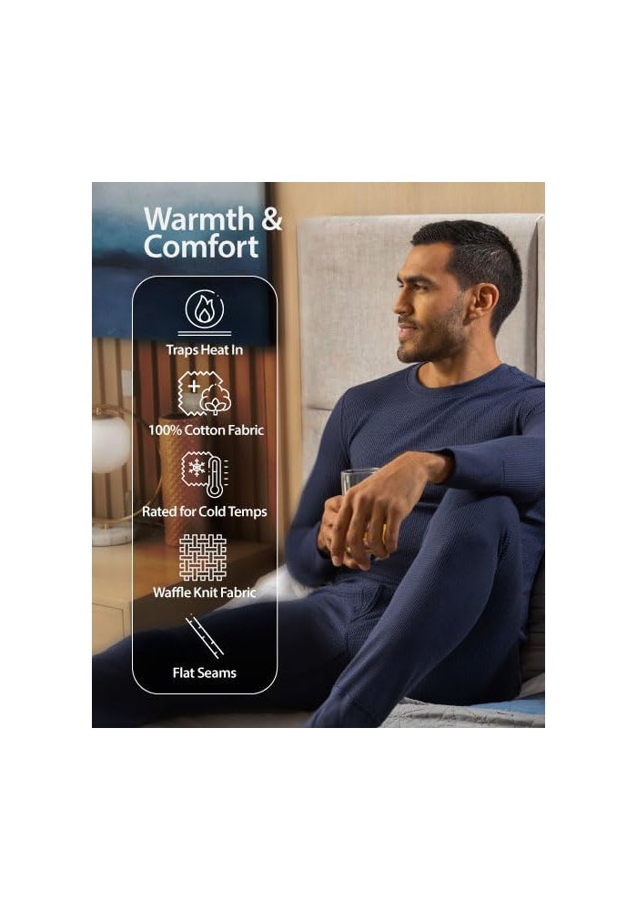 Indera Men's Heavyweight Cotton Waffle Long Johns Thermal Undershirt - Heather Grey - Image 4