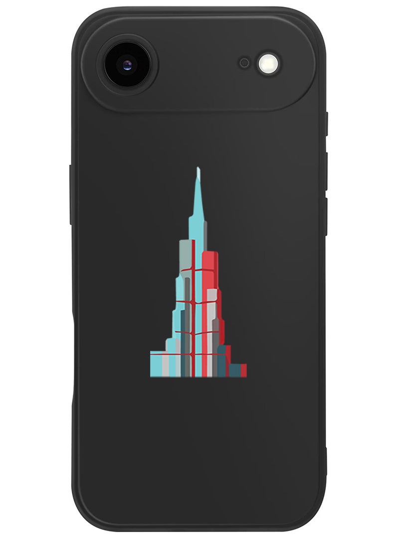 Theodor Protective Slim Fit Case Liquid Silicone Cover with Full Body Protection Anti-Scratch Shockproof Case For Apple iPhone 17 Air (Black) Burj Khalifa - Image 1