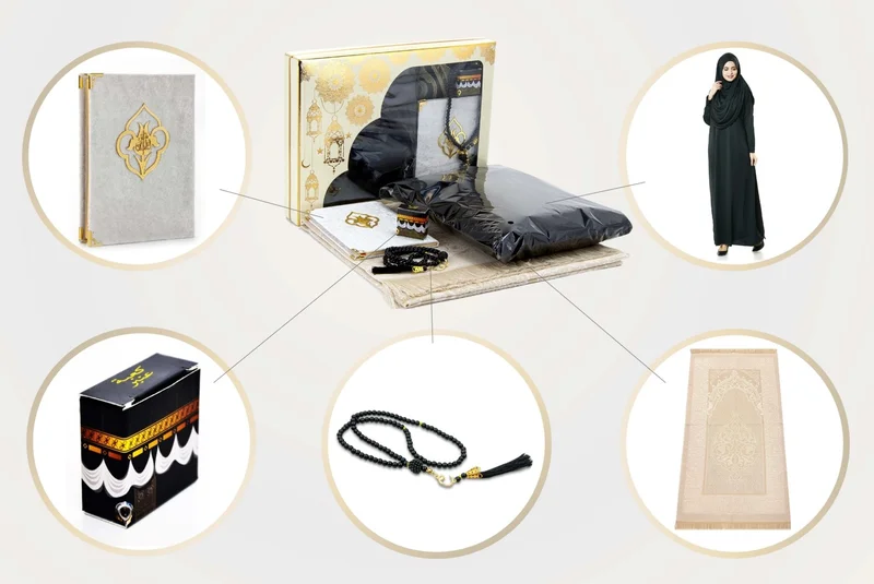 İhvan Online Practical One-Piece Prayer Dress with Headscarf and Prayer Rug Set Black
