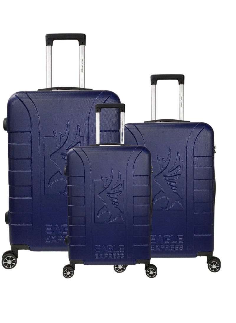 Eagle Express ELYSIUM ABS HARD TROLLEY 20,24,28 inch 3 Piece Set NAVY BLUE  - Image 1