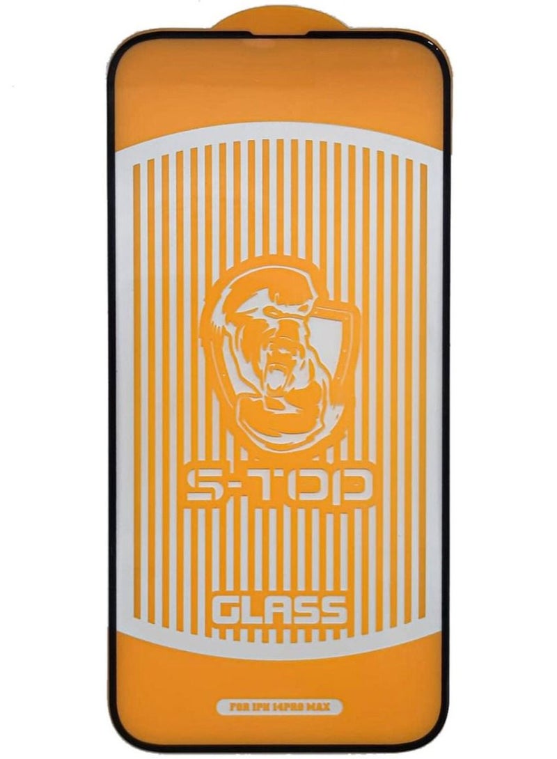 اس-توب لاصقة حماية للشاشة من الزجاج المقوى لهاتف أبل آيفون 14 برو ماكس أسود / شفاف - Image 1