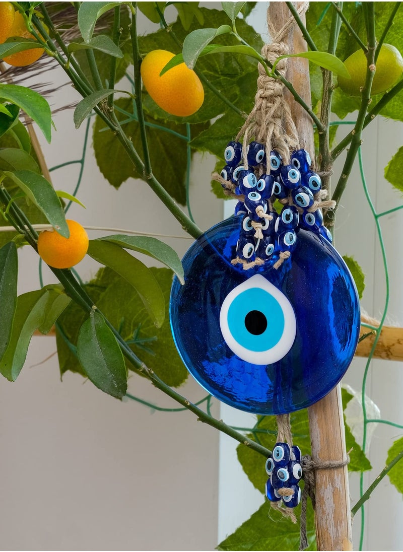 SYOSI Evil Eye Wall Decor Blue Glass Turkish Greek Nazar Amulet Good Luck Protection Charm Handmade Hanging Ornament for Home Office Garden Door Wall Hanging Ornament  - Image 4