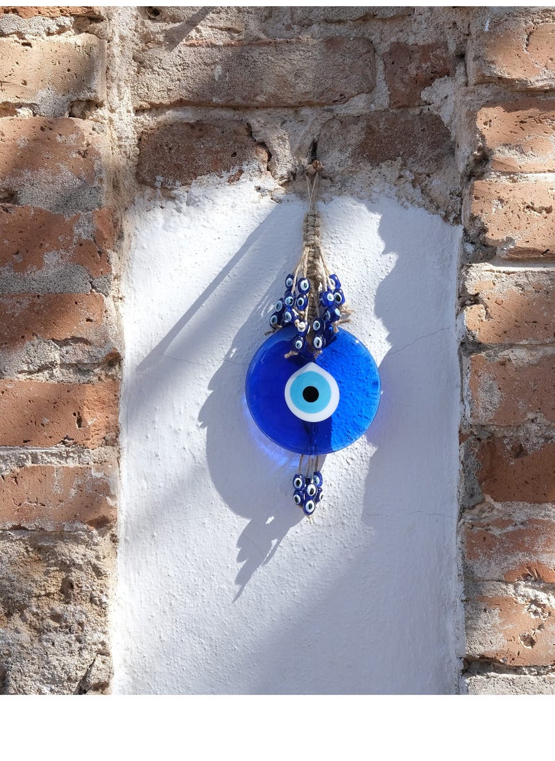 SYOSI Evil Eye Wall Decor Blue Glass Turkish Greek Nazar Amulet Good Luck Protection Charm Handmade Hanging Ornament for Home Office Garden Door Wall Hanging Ornament  - Image 5