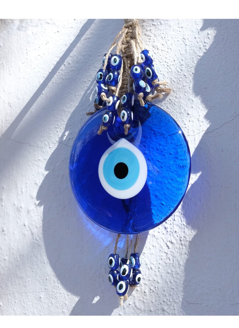 SYOSI Evil Eye Wall Decor Blue Glass Turkish Greek Nazar Amulet Good Luck Protection Charm Handmade Hanging Ornament for Home Office Garden Door Wall Hanging Ornament  - Image 3