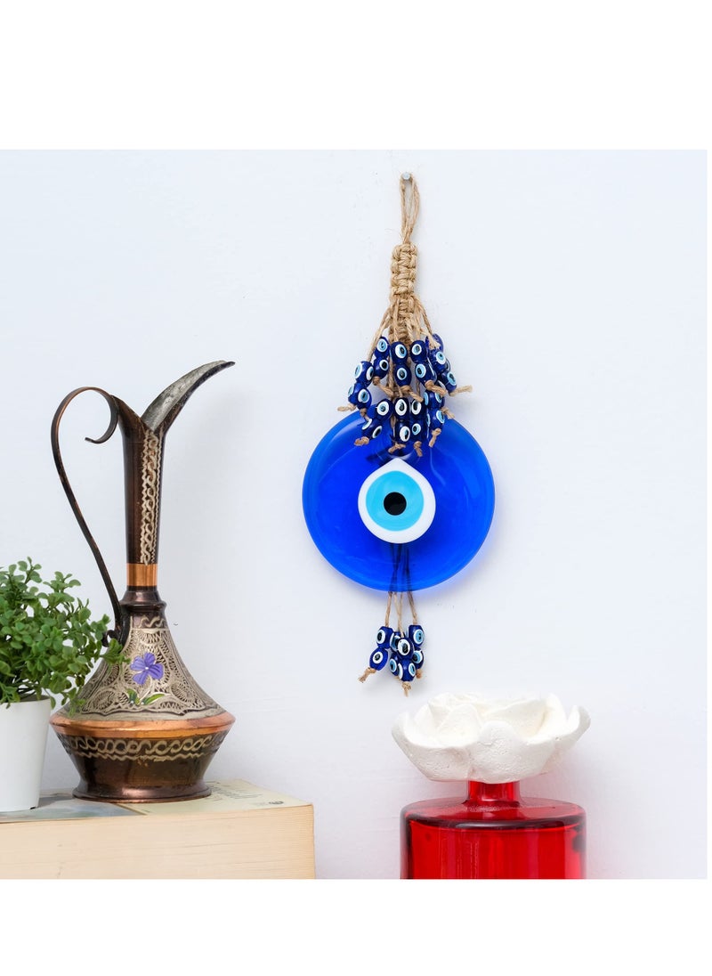 SYOSI Evil Eye Wall Decor Blue Glass Turkish Greek Nazar Amulet Good Luck Protection Charm Handmade Hanging Ornament for Home Office Garden Door Wall Hanging Ornament  - Image 2