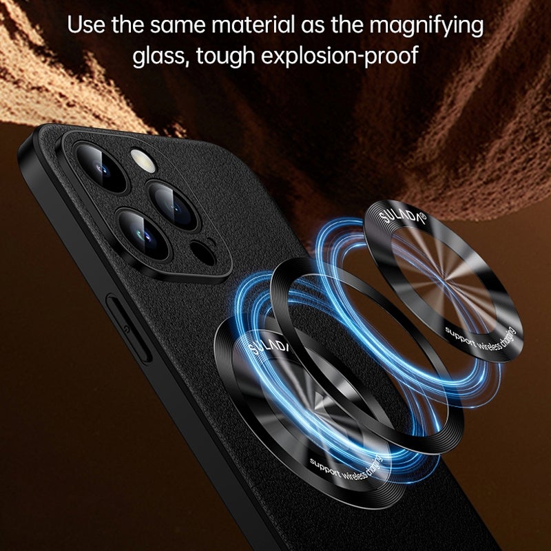 HuHa Protective Cover For iPhone 14 Plus SULADA Microfiber Leather MagSafe Magnetic Phone Case(Black) - Image 3