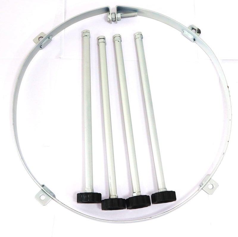 VRADAH 18Inch AariMaggamTambour Work Stand with Bush with 18inch Wooden FrameHoop White Color Powder Coat Finish